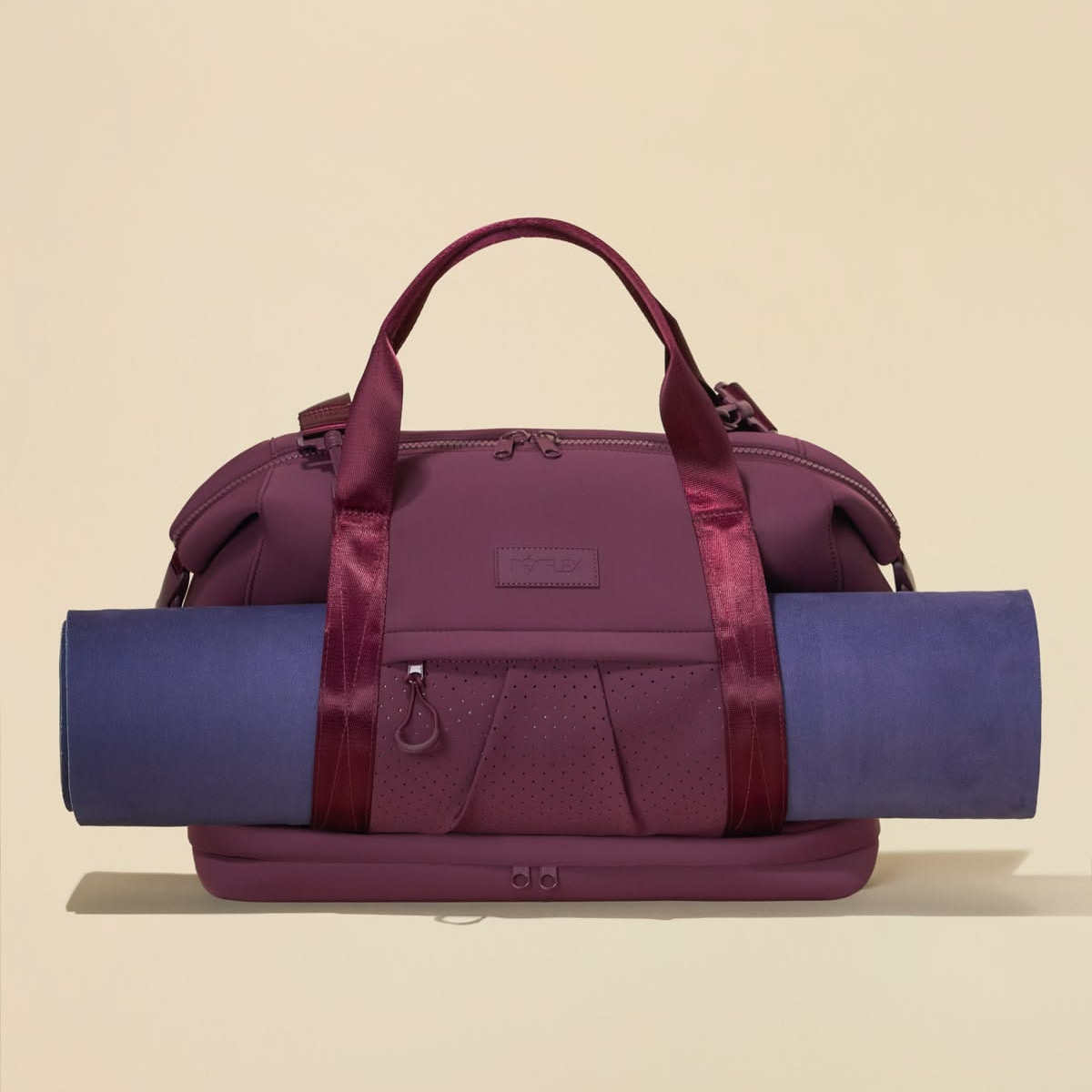 Gym Duffel Bag with Yoga Mat Holder, Separate Bottom Compartment & Multiple Storage Pockets – Burgundy