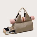 Yoga Gym Tote Bag with Separate Shoe Compartment & Yoga Mat Holder – Beige