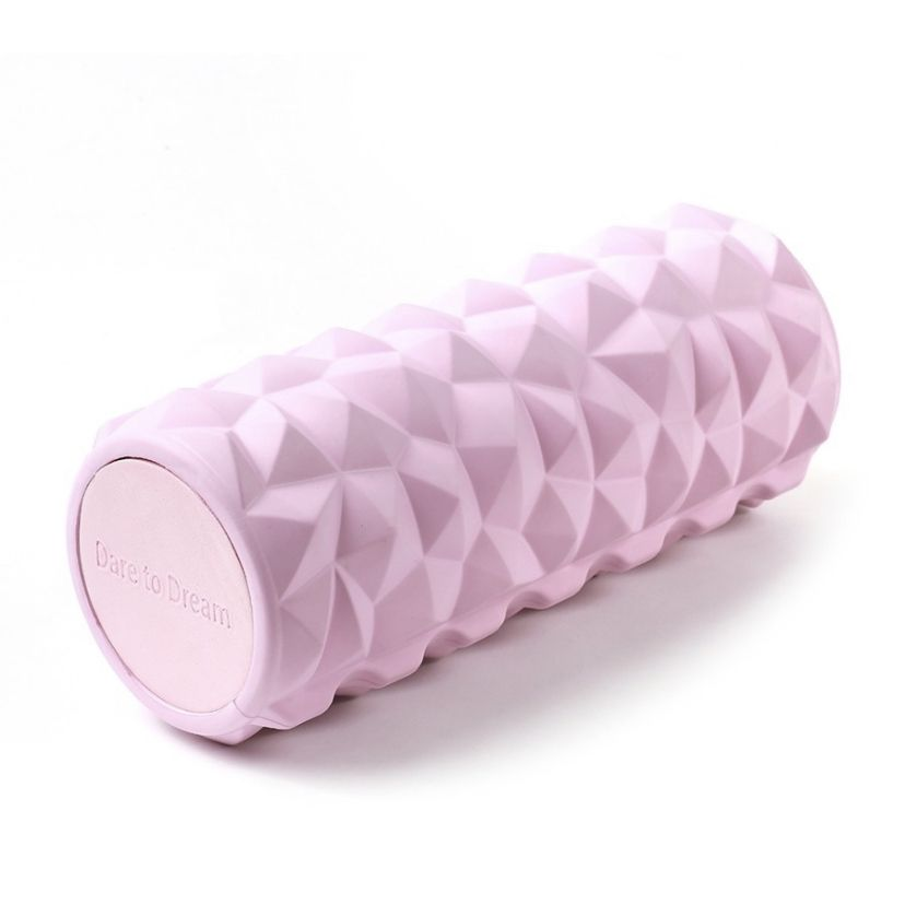 Textured Foam Roller with Geometric Massage Surface for Mobility, Stretching & Fitness – Light Pink